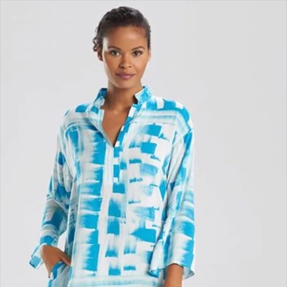 Natori Other - NATORI Brush Strokes Sleep Shirt Teal Blue L NEW